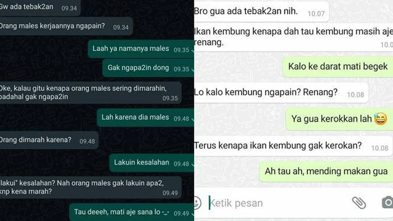 7 Chat Tebak-tebakan Kocak Ini Bikin Tepuk Jidat, Ada yang Garing