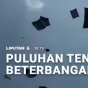 Puluhan Tenda Beterbangan
