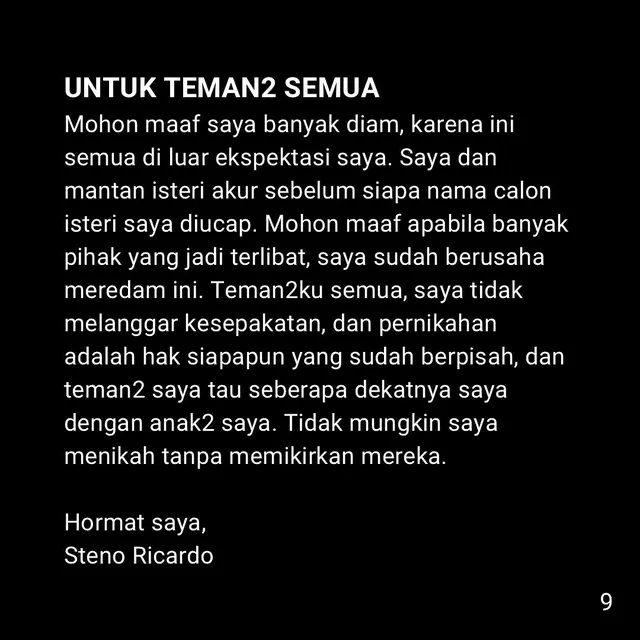 Pengakuan Steno Ricardo, mantan suami Mawar AFI