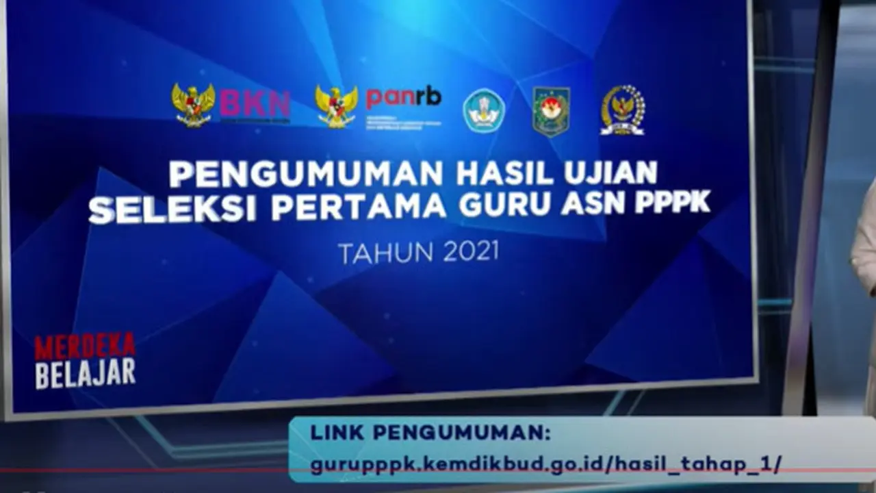 Pengumuman hasil seleksi kompetensi  PPPK guru 2021 tahap I. Bisa lihat di gurupppk.kemdikbud.go.id