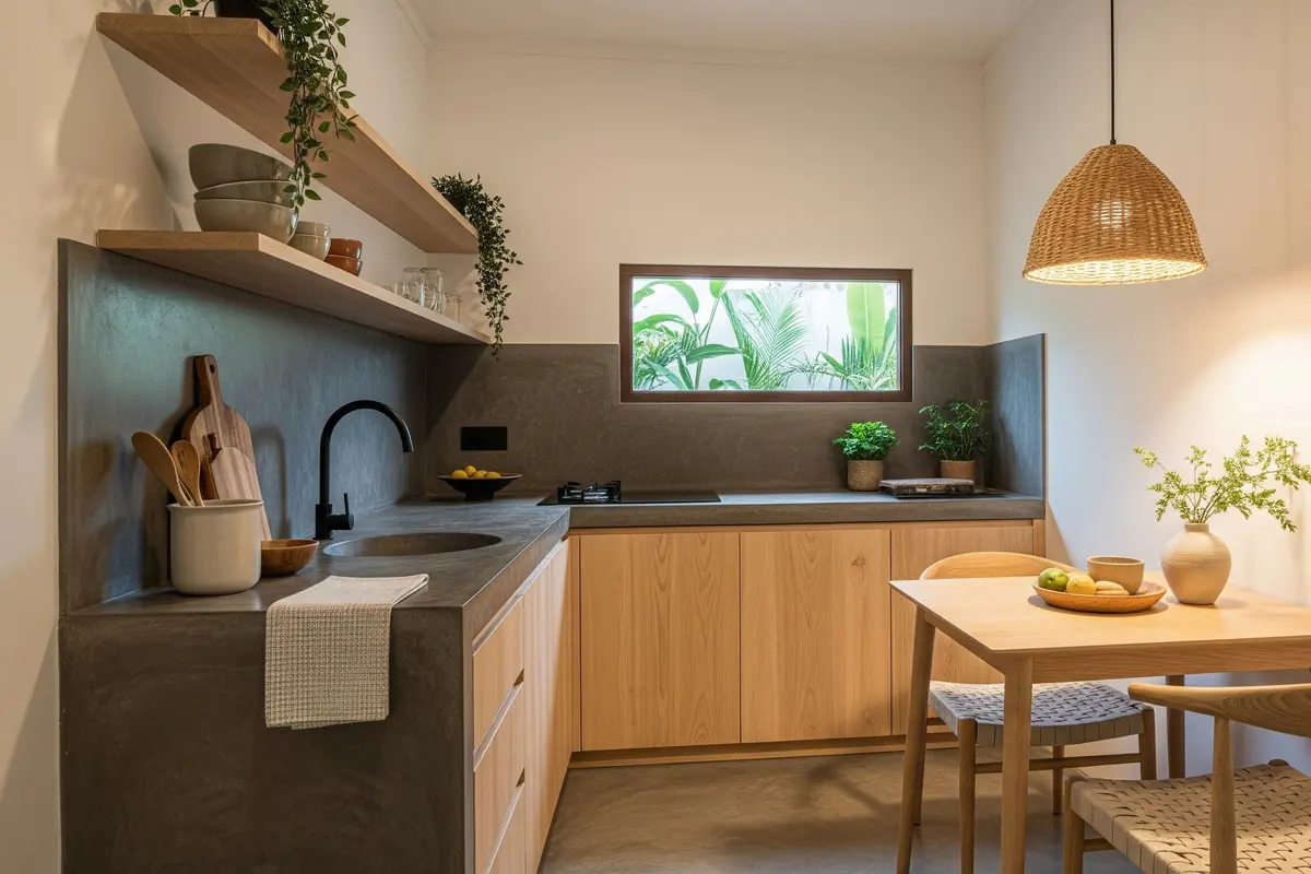 Desain Dapur Gaya Japandi untuk Ruang Kecil dengan Anggaran Rp10 Juta /Ilustrasi gambar AI