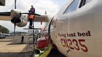 Pesawat CN235-220 Flying Test Bed (FTB) lakukan ground test pertama kalinya dengan bahan bakar Bioavtur J2.4, yang merupakan bahan bakar campuran bioavtur yang dihasilkan dari bahan baku 2,4% minyak inti sawit, Rabu (08/09/2021)