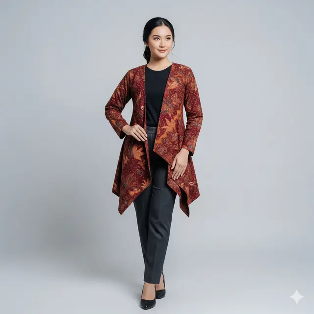 Model Cardigan Batik Wanita Modern untuk Kerja Kantor 2025. Gemini