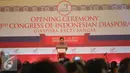 Wapres Jusuf Kalla memberikan sambutan saat pembukaan Kongres ke-3 Diaspora Indonesia di Jakarta, Rabu (12/8). Kongres yang berlangsung selama 12-14 Agustus 2014 tersebut mengusung tema "Diaspora Bakti Bangsa". (Liputan6.com/Faizal Fanani)
