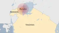 Lokasi gempa Tanzania. (BBC)
