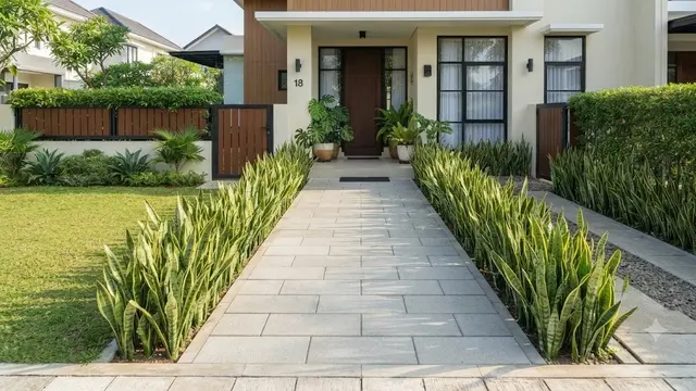 Border Sansevieria di Sepanjang Jalur Paving (AI Generated)