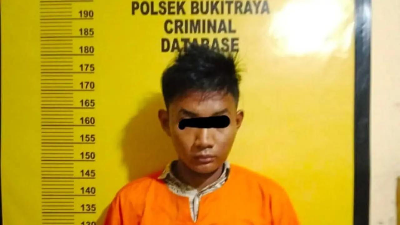 Tersangka pencurian mobil milik ayahnya sendiri di Pekanbaru.
