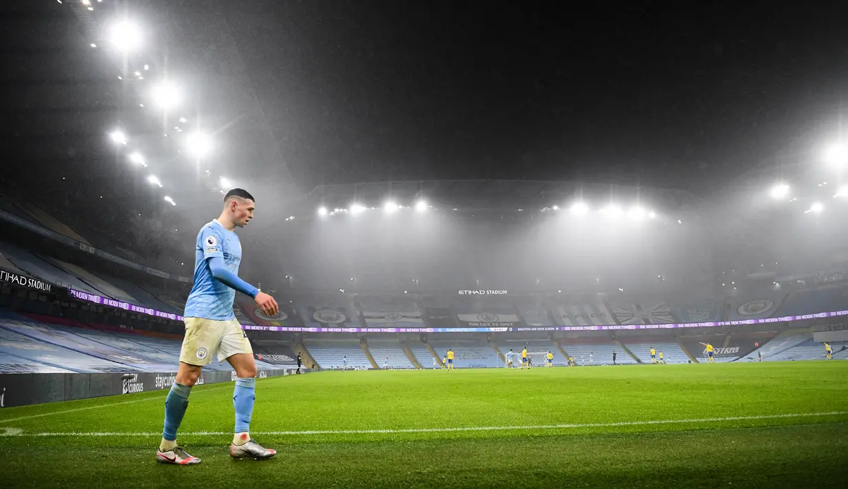 Saat ini, Foden memiliki banderol sebesar 80 juta euro atau sekitar Rp1,34 triliun. Dapat dikatakan, dia merupakan salah satu pemain muda termahal Inggris saat ini. (Foto: AFP/Pool/Laurence Griffiths)