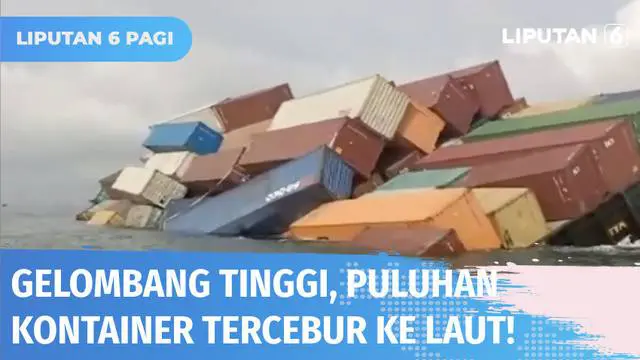 Dihantam angin kencang dan gelombang tinggi, kapal tongkang yang mengangkut ratusan kontainer karam di Perairan Kabupaten Karimun, Kepulauan Riau. Akibatnya, puluhan kontainer tercebur ke laut.