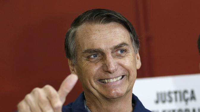 Kandidat sayap kanan Jair Bolsonaro memenangkan pemilihan presiden Brasil 2018 (AP/Silvia Izquierdo)