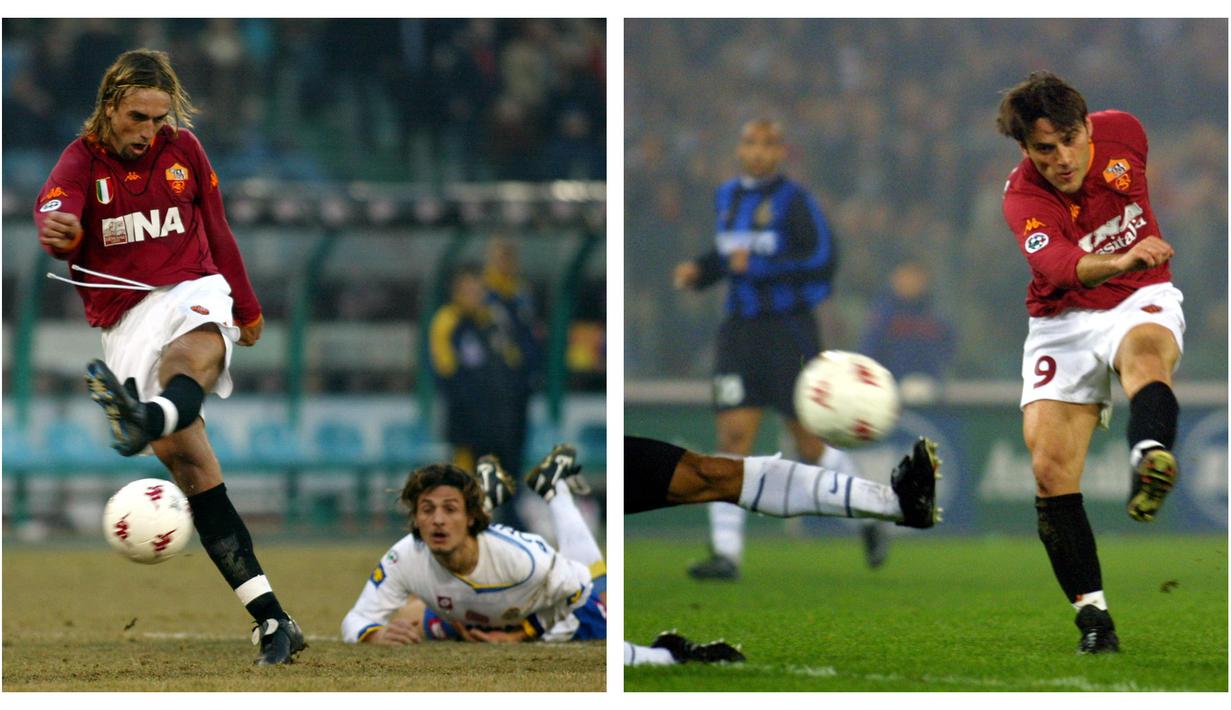 Tammy Abraham menjadi pemain debutan tertajam di AS Roma dengan 22 gol. Rekor gol tersebut mematahkan catatan dua legenda AS Roma, Gabriel Batistuta dan Vincenzo Montella. (Kolase AFP)