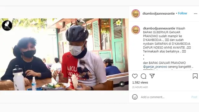 Resmi Buka, Rumah Makan Anne Avantie Dikunjungi Ganjar Pranowo