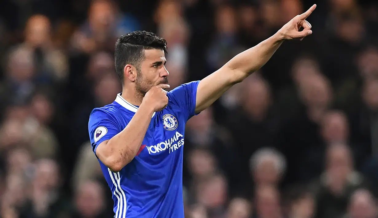 Diego Costa. Striker naturalisasi Spanyol asal Brasil ini memperkuat Chelsea selama 4 musim mulai 2014/2015 hingga 2017/2018 usai didatangkan dari Atletico Madrid. Tampil dalam 120 laga dengan torehan 58 gol dan 24 assist, ia menyumbang 2 trofi Premier League dan 1 Piala Liga. (AFP/Justin Tallis)
