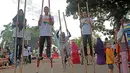 Engrang adalah salah satu olahraga rekreasi yang akan dipertandingkan pada Tafisa Games 2016 di Jalan Sudirman, Jakarta, (25/9/2016). (Bola.com/Nicklas Hanoatubun)