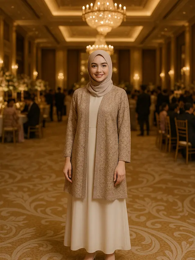 Model Kardigan Brokat untuk Kondangan