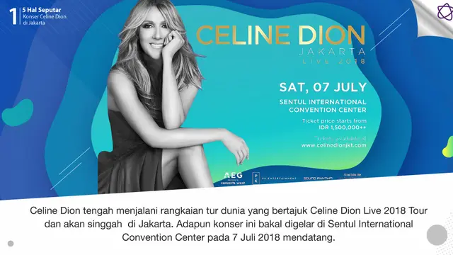 [Bintang] 5 Hal Seputar Konser Celine Dion di Jakarta