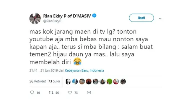 Curhatan Rian d'Masiv Disangka Orang Lain