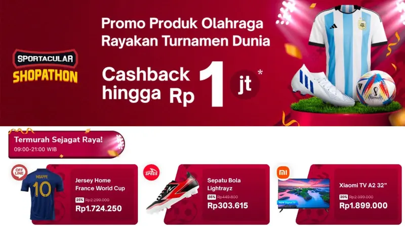 Ikut merayakan kompetisi bola terbesar ini bersama Tokopedia di Sportacular Shopathon: Spesial Bola/Istimewa.