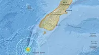Lokasi gempa di Selandia Baru. (Daily Star)