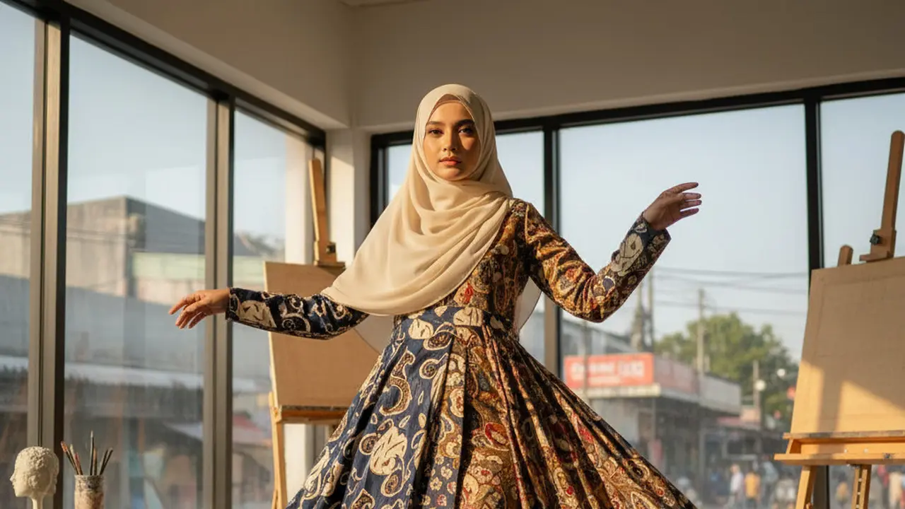 Model Baju Batik Syar'i Sutra Elegan