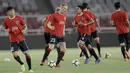 Para pemain Bali United menggelar latihan jelang laga final Piala Presiden 2018 di SUGBK, Jakarta, Jumat (16/2/2018). Bali United akan berhadapan dengan Persija, (Bola.com/M Iqbal Ichsan)