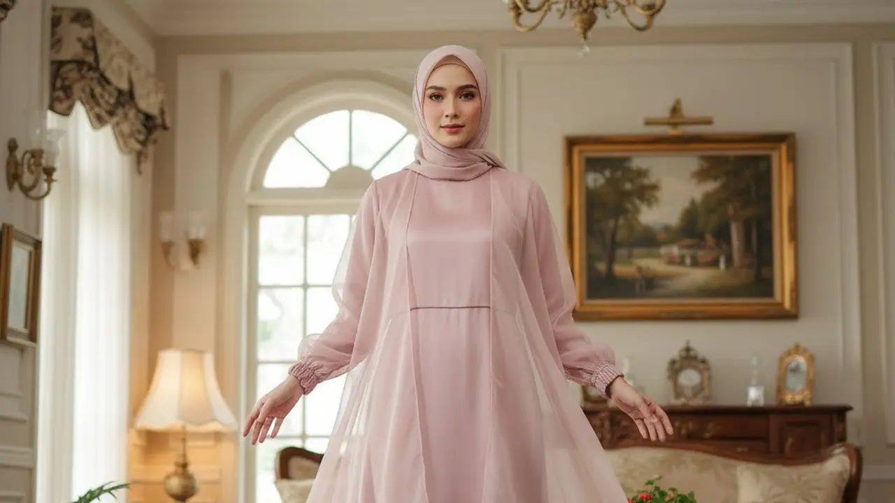 Tren Gamis Layer Modern Rok Depan Pendek untuk Lebaranf