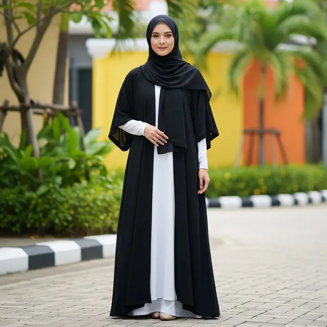 9 Model Abaya Serba Hitam Anti Mencolok untuk Cuaca Panas, Tampil Nyaman Elegan