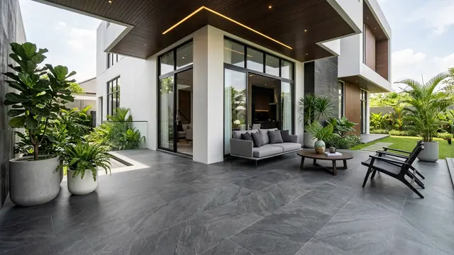Lantai Batu Andesit Abu-Abu untuk Kesan Modern dan Elegan (AI Generated)