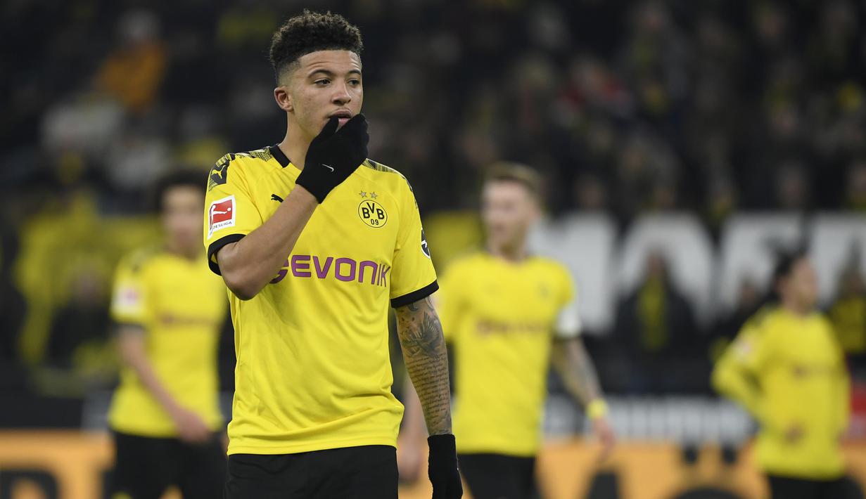 3. Jadon Sancho (Dortmund) - Sancho disinyalir akan cocok dengan permainan Klopp. Kreatifitas yang dimiliki Sancho akan membuat lini tengah Liverpool jadi lebih apik dalam membangun serangan. (AFP/Ina Fassbender)