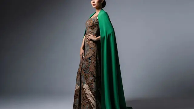 Long Dress Batik Cape Blouse Two-Tone
