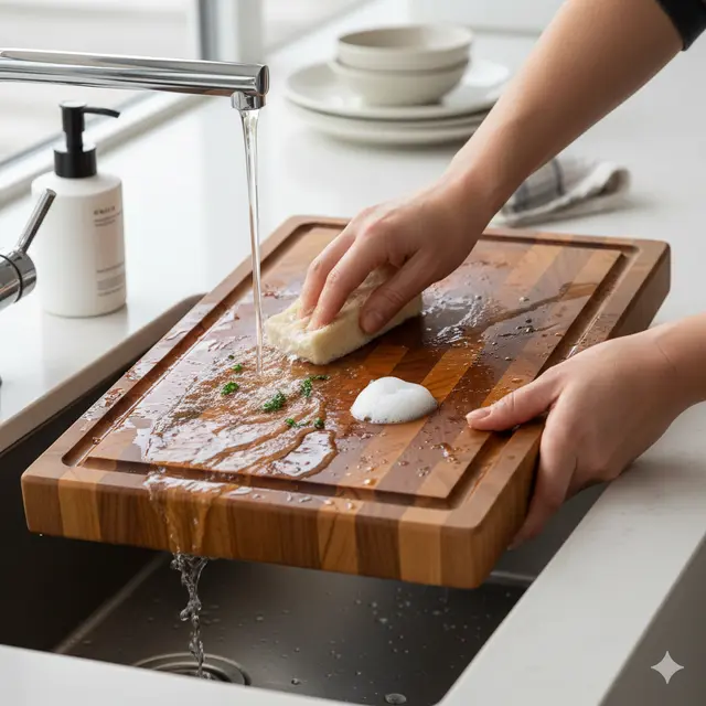 Tips merawat talenan kayu supaya awet (Foto: Gemini AI)