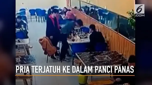 VIDEO: Diduga Mabuk, Muka Pria Jatuh ke Panci Panas