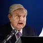 Miliarder sekaligus filantropis berpengaruh dunia, George Soros dalam agenda World Economic Forum 2019 (AFP/Fabrice Coffrini)