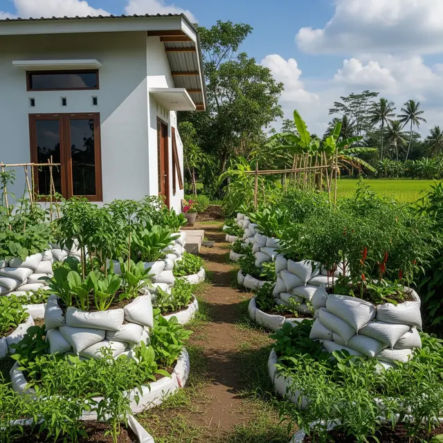 9 Ide Kebun Sayur Sederhana di Samping Rumah Pakai Karung Beras, Praktis dan Hemat Lahan