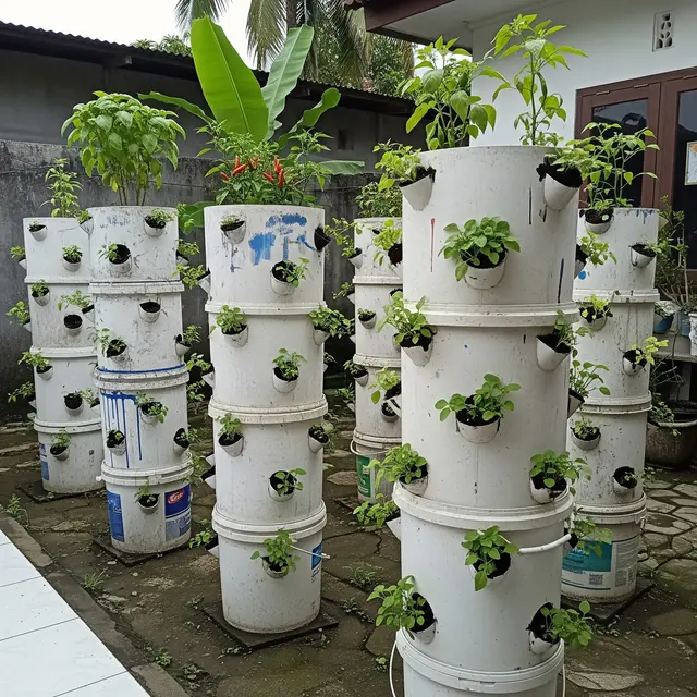 9 Cara Buat Kebun Vertikal Murah dari Ember Cat Bekas untuk Pemula, Hemat Lahan