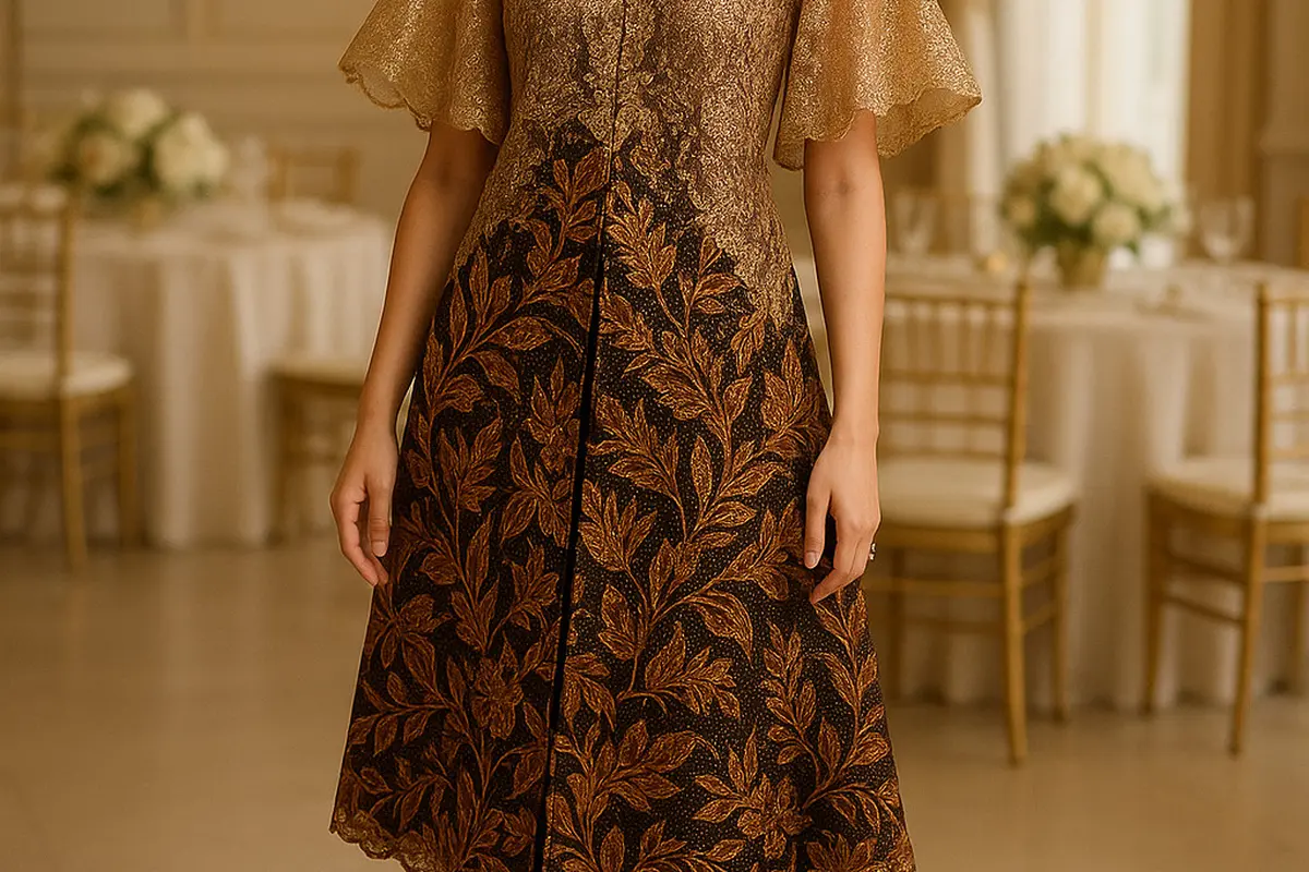 Model Batik Brokat Kombinasi Lengan Kupu Kupu