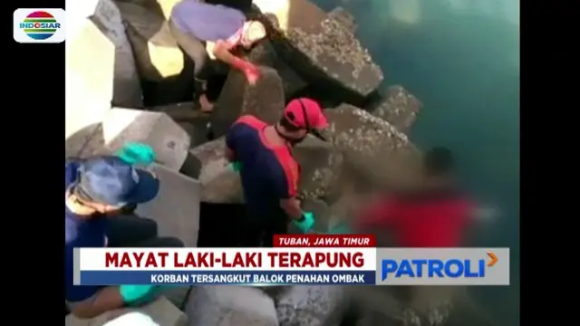 Jasad Pria Ditemukan Tersangkut Balok Penahan Ombak di Tuban (Patroli)