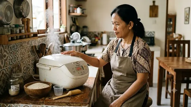 Tutup Rice Cooker Jangan Sering Dibuka (AI Generated)