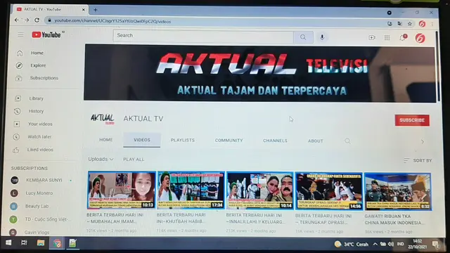 Ilustrasi channel Youtube Aktual TV