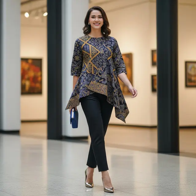 Model Atasan Batik Asimetris Agar Tampilan Lebih Proporsional dan Chic