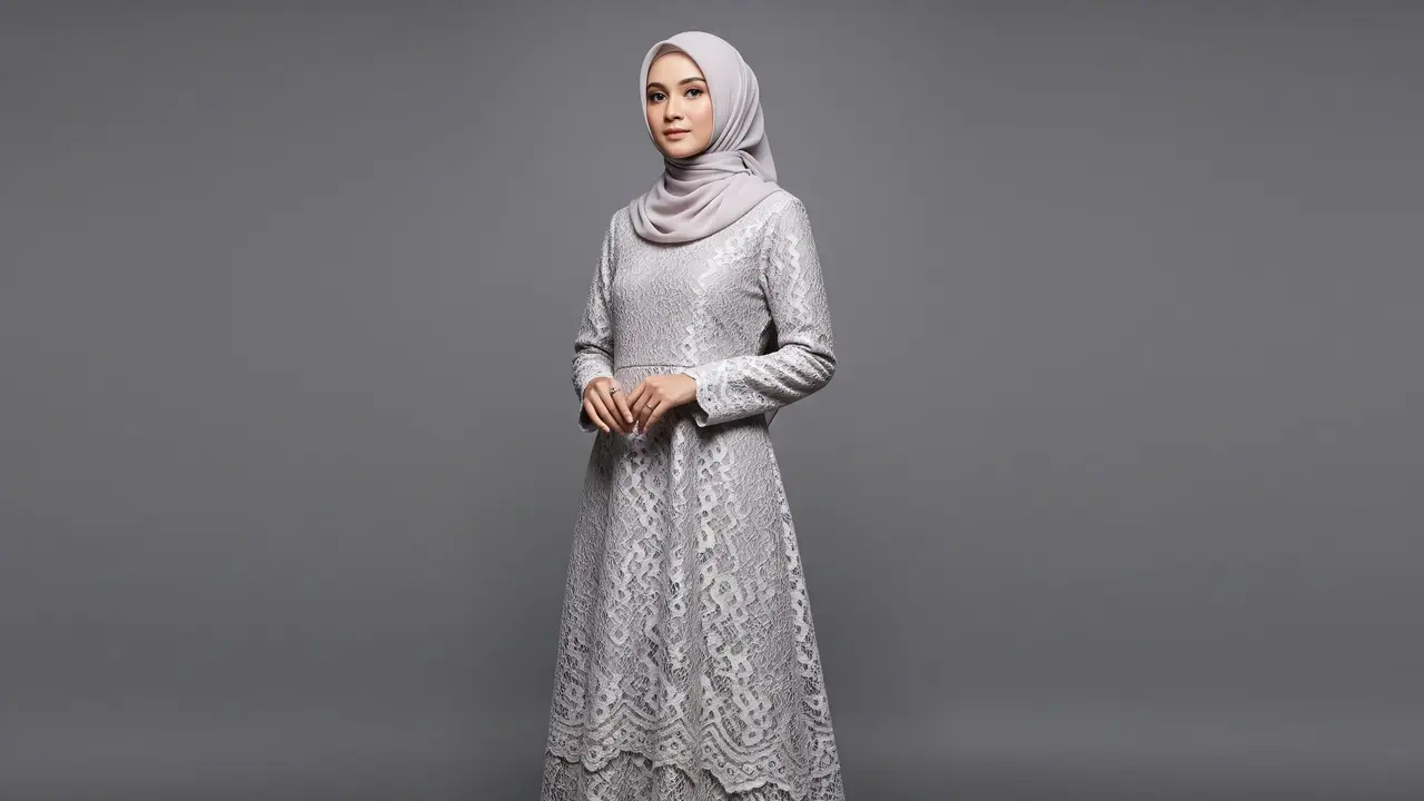 Model Gamis Brokat Simple Tanpa Payet Tapi Tetap Mewah