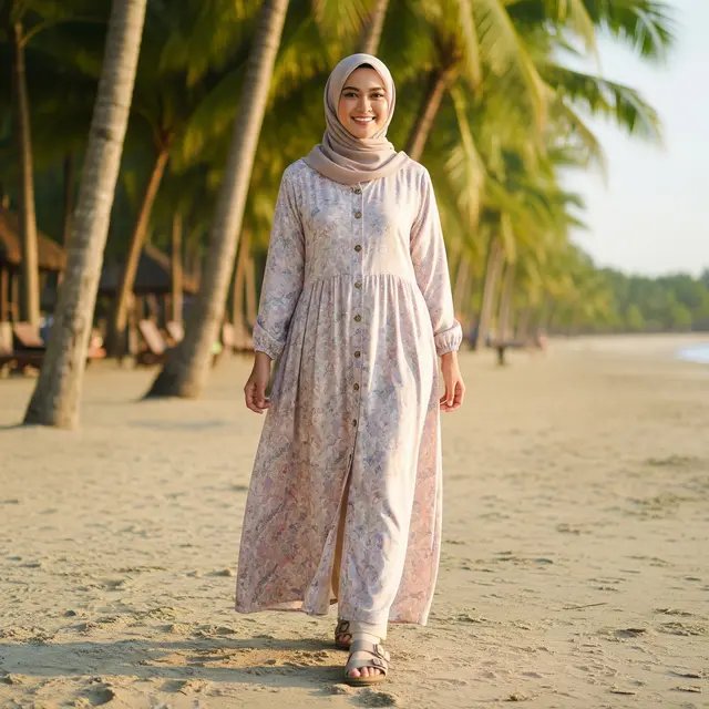 9 Model Gamis A-line dari Rayon untuk Liburan, Pilihan Tepat Tampil Nyaman