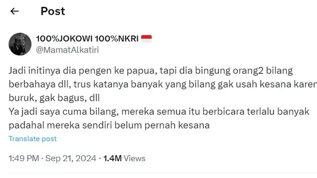 Tanggapan Mamat Alkatiri Soal Batalnya IShowSpeed ke Papua: Disebut Berbahaya sama Mereka yang Belum Pernah ke Papua
