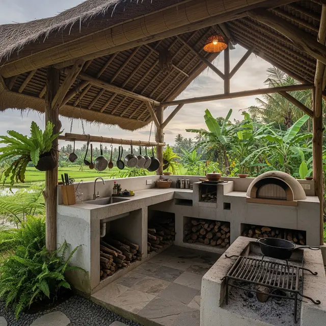 9 Desain Dapur Outdoor Gaya Rustic dari Kayu Lokal yang Hemat Biaya