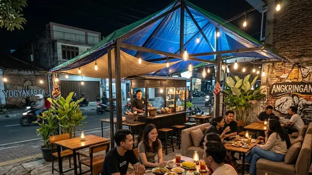 Model Angkringan Terpal Ala Cafe Outdoor