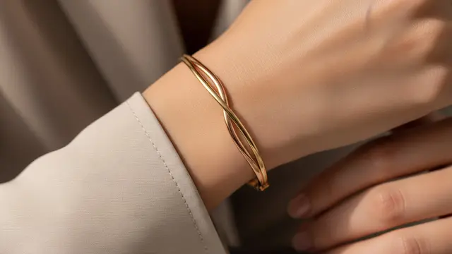 Gelang Kombinasi Dua Warna Emas