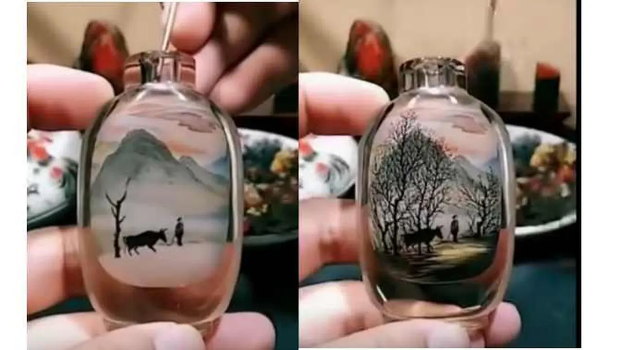 Unik, Botol Ini Dilukis dari Dalam Botol