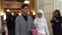 Pasangan Mohamad Al-Noury dan Athar Farroukh tak sempat melangsungkan resepsi pernikahan karena harus pergi dari Suriah.