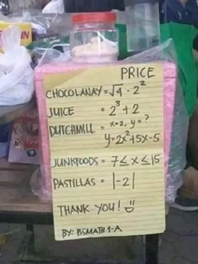 6 Harga Makanan Pakai Rumus Matematika Ini Bikin Pembeli Pusing, Kocak