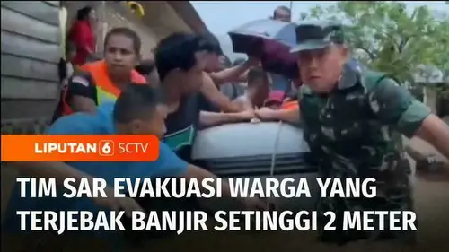 VIDEO: Tim SAR Gabungan Evakuasi Warga yang Terjebak Banjir Setinggi 2 Meter di Kota Padang